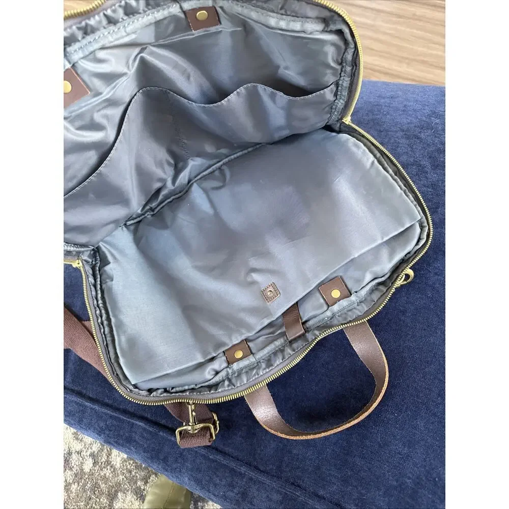 Line Of Trade Gray Canvas Laptop Bag w/ Leather Double Handles & shoulder strap